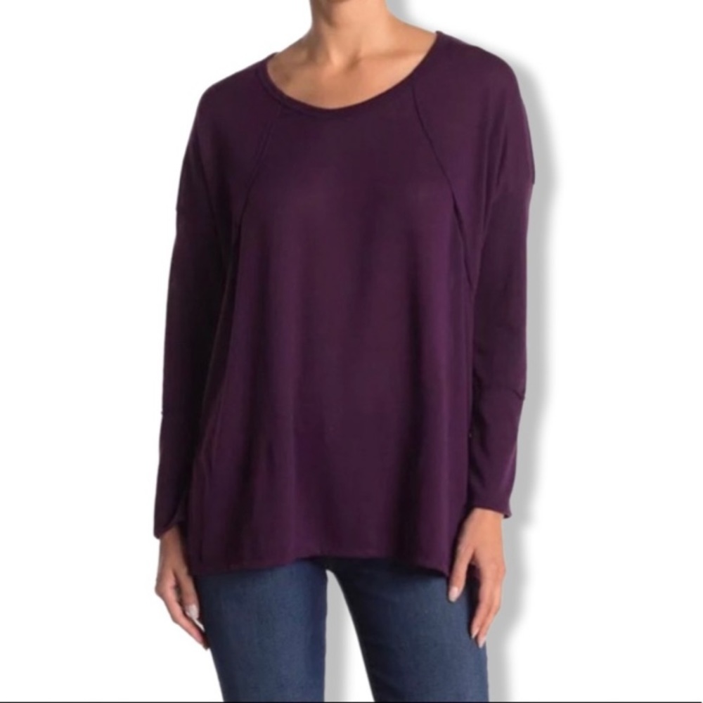 Forgotten Grace Purple Violet Drop Shoulder Top
